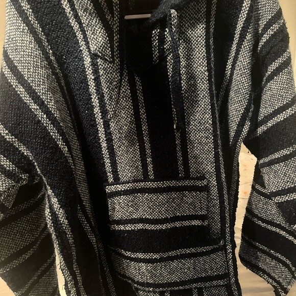 Handmade Mexican Baja Hoodie Poncho/ Unisex - Picture 7 of 8